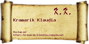 Kramarik Klaudia névjegykártya